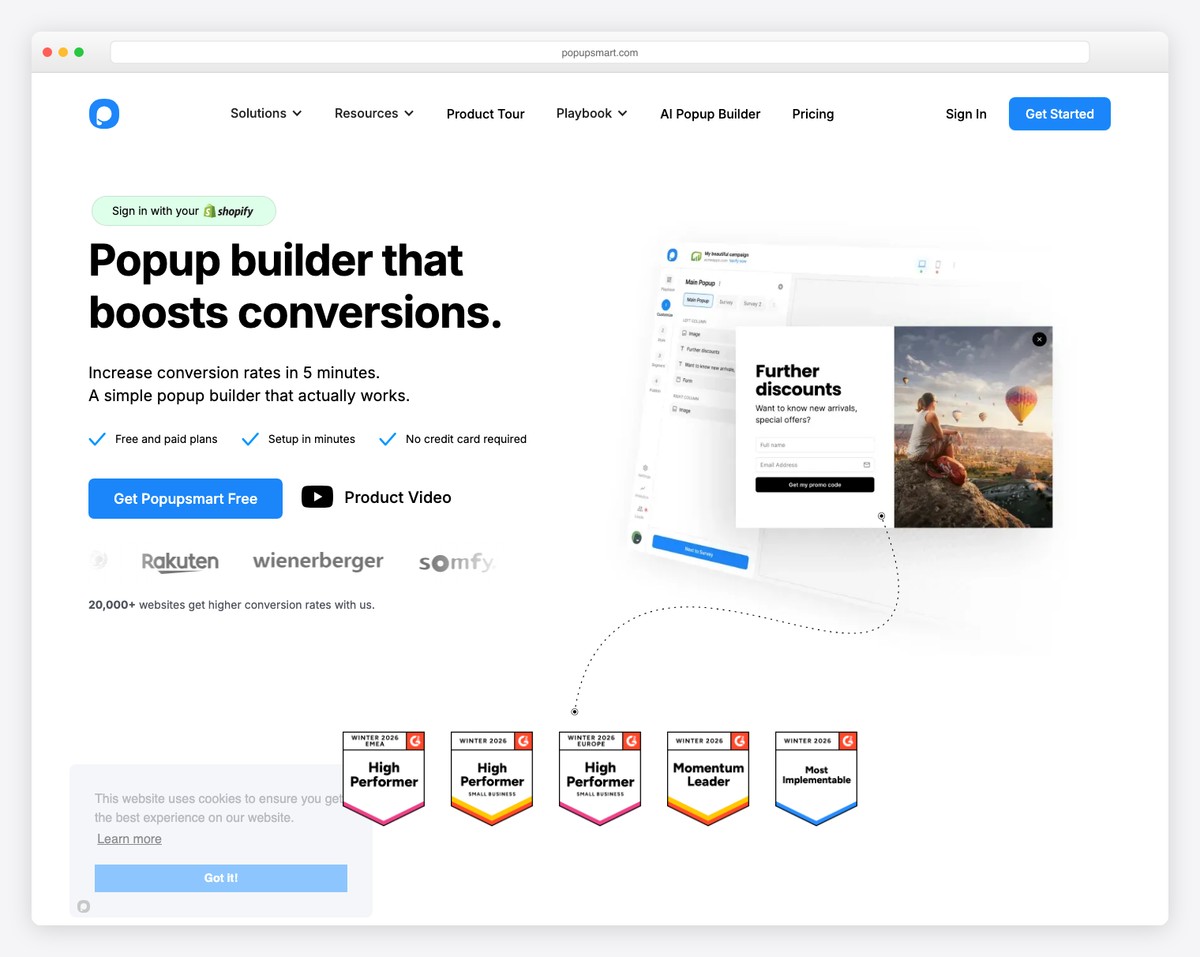 popupsmart website example
