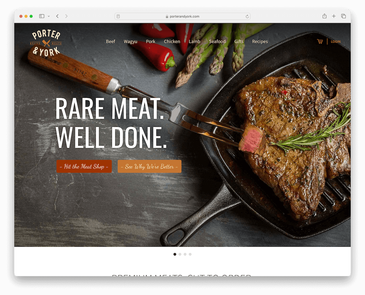 porter and york - food delivery website made with WooCommerce