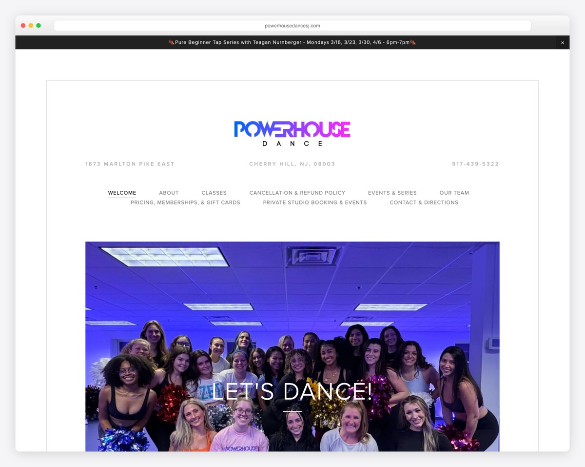 powerhouse dance website example
