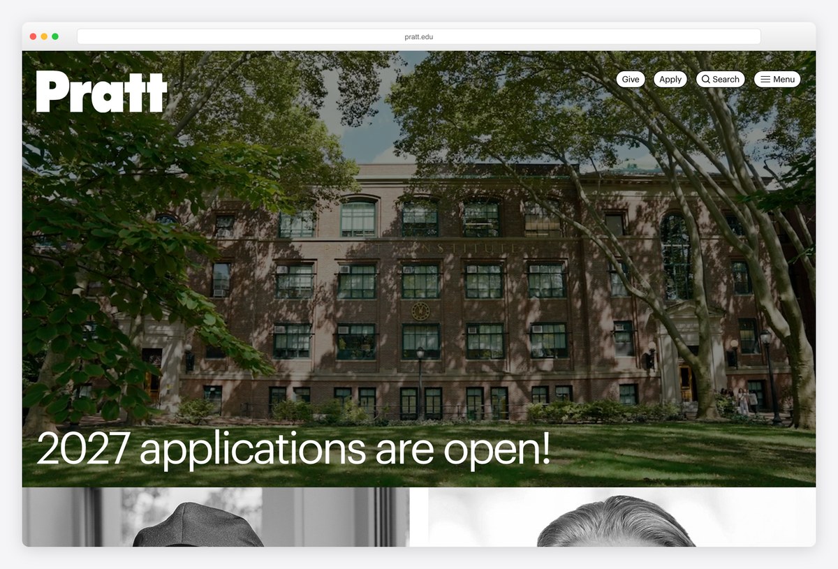 Pratt Institute homepage design