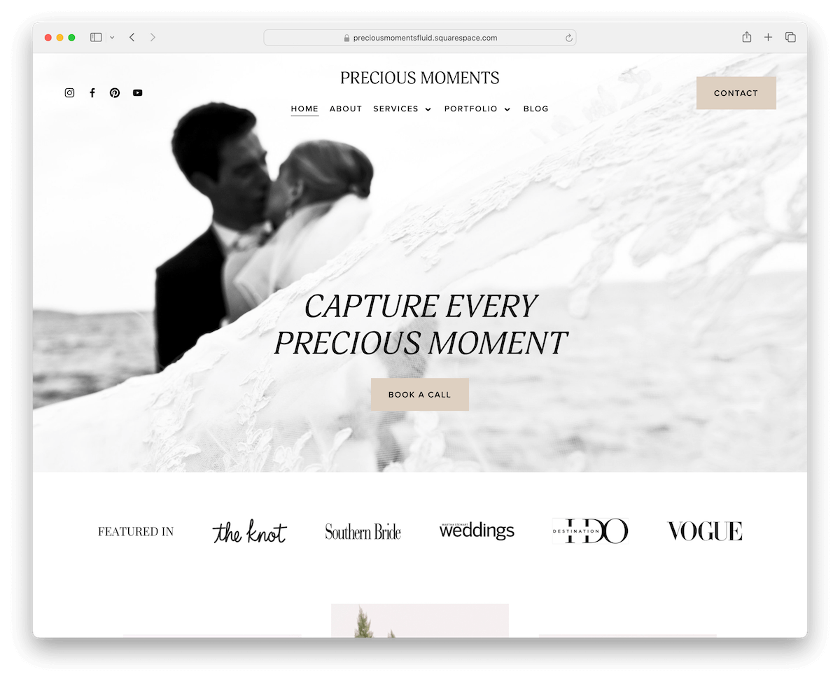 precious moments squarespace wedding photographer template