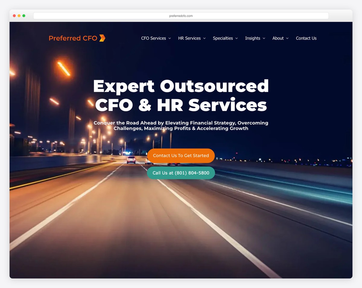 preferred cfo website example