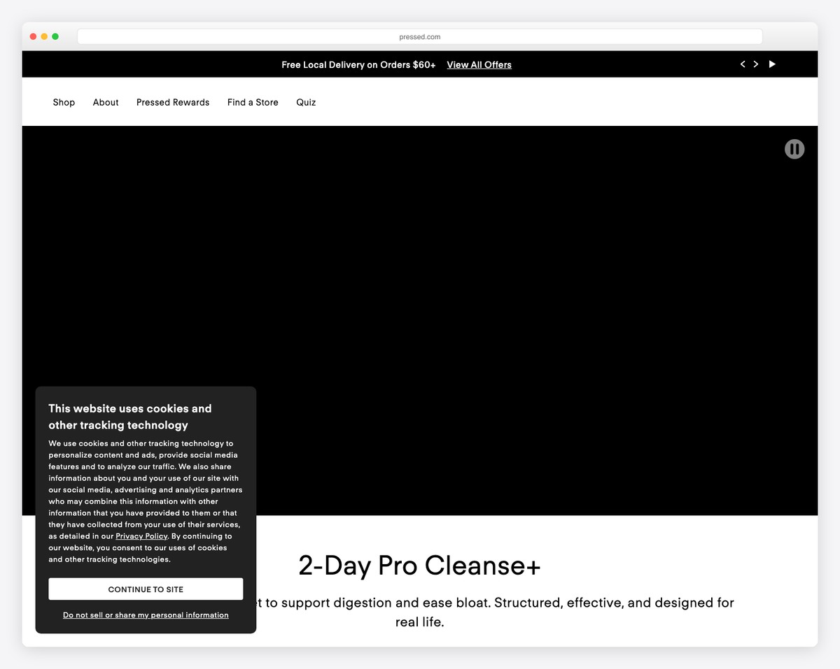 pressed juicery website example
