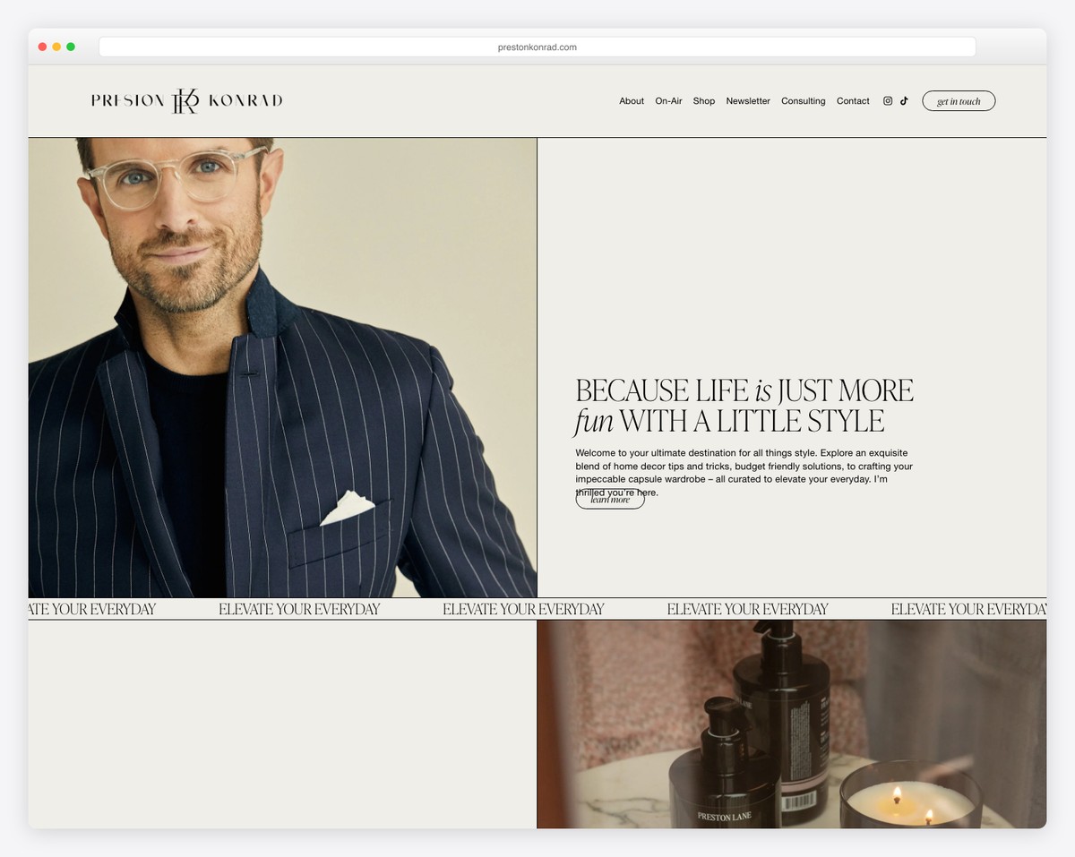 preston konrad squarespace portfolio example
