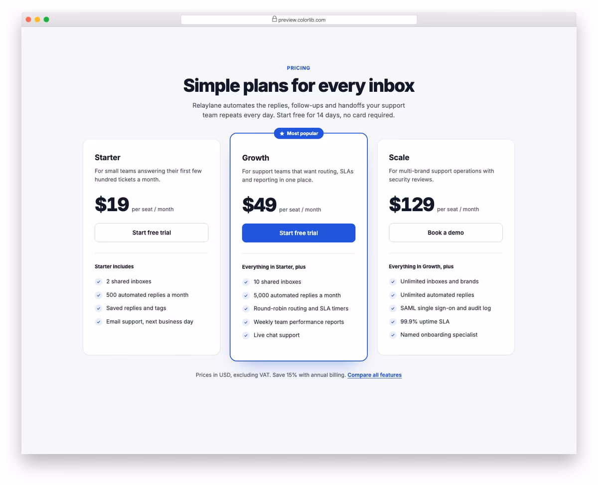 Pricing Table V01: three-tier saas pricing cards