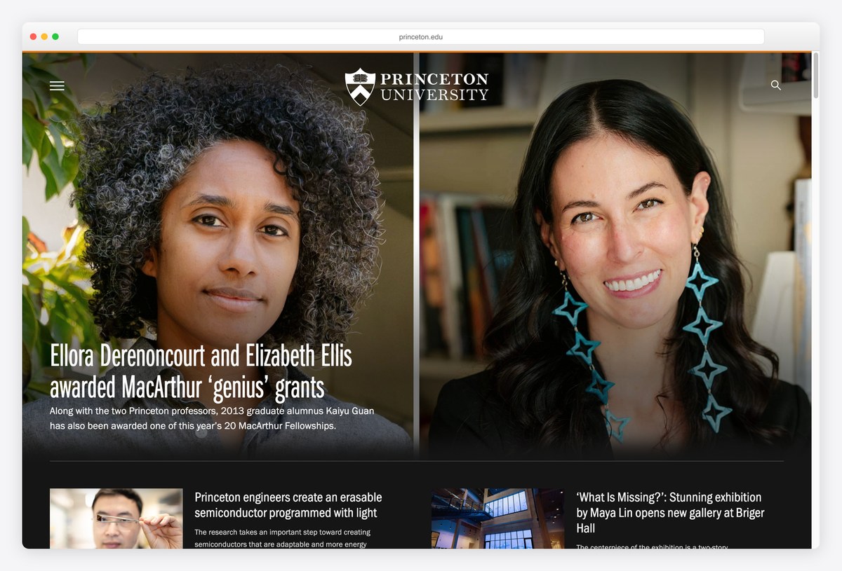 Princeton University homepage design