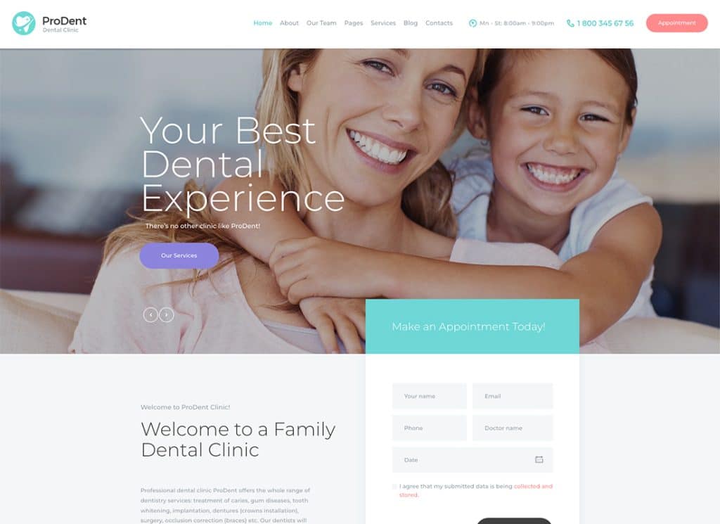 ProDent - Dental Clinic & Healthcare Doctor WordPress Theme