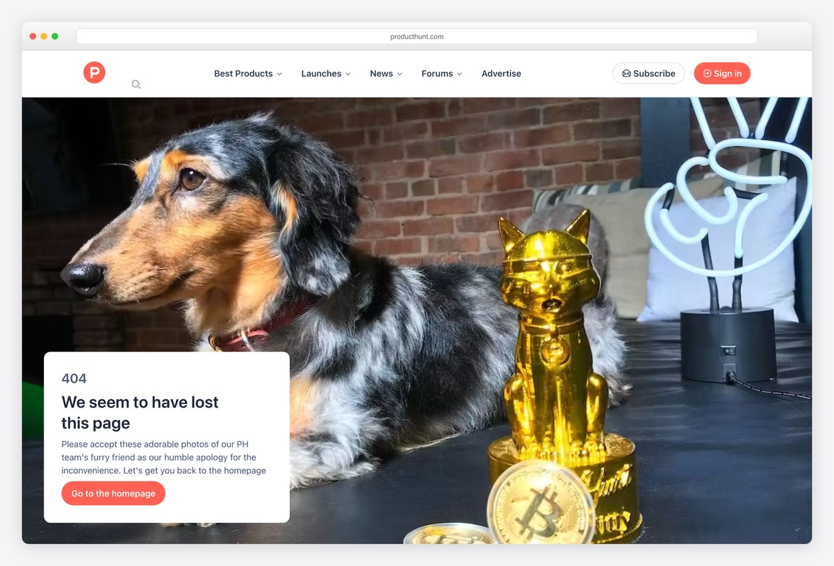 Product Hunt 404 page design