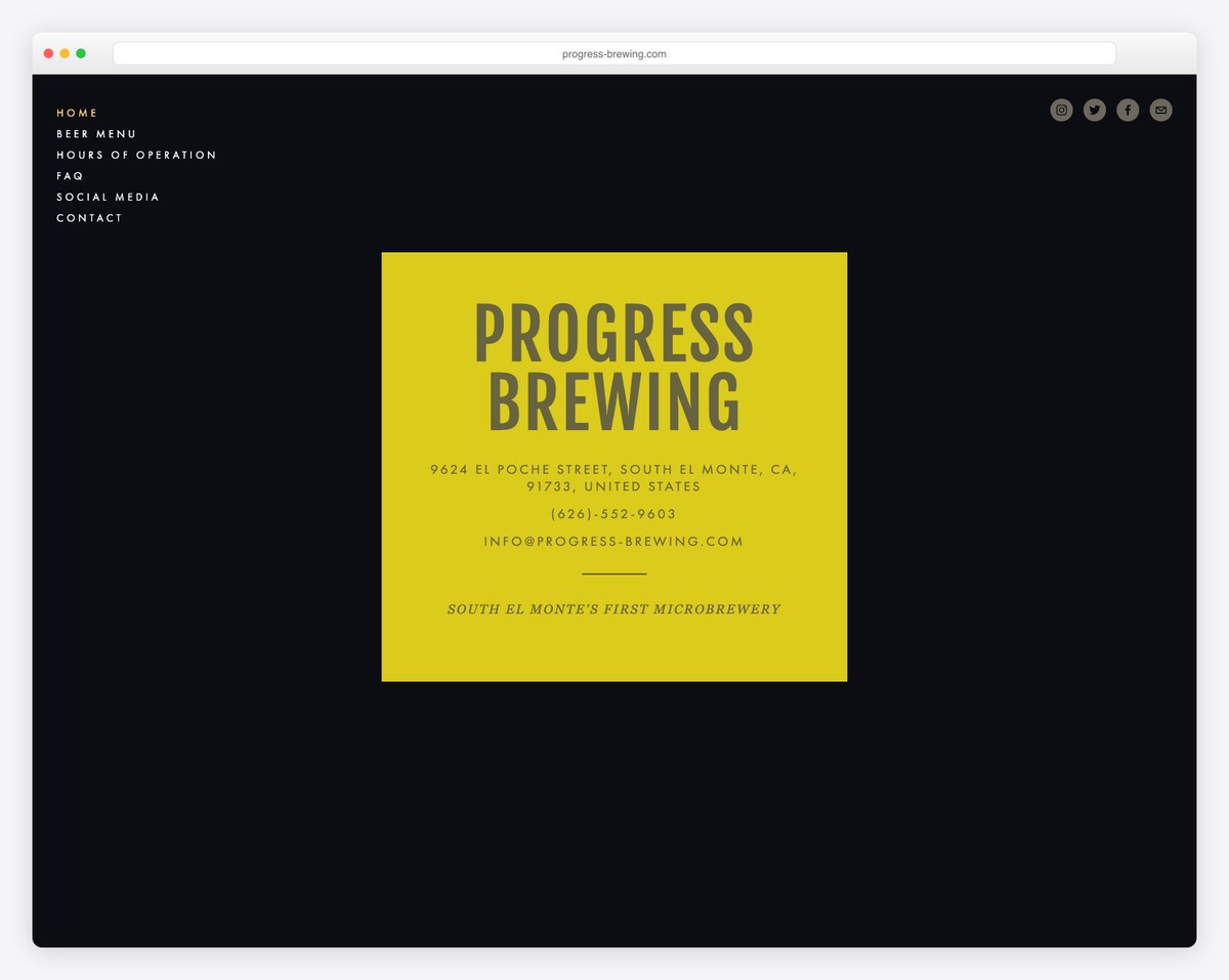 progress brewing website example