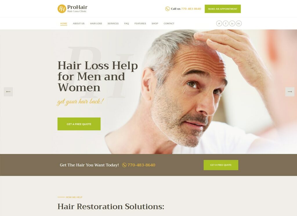 ProHair | Hair Loss Clinic & Cosmetology WordPress Theme