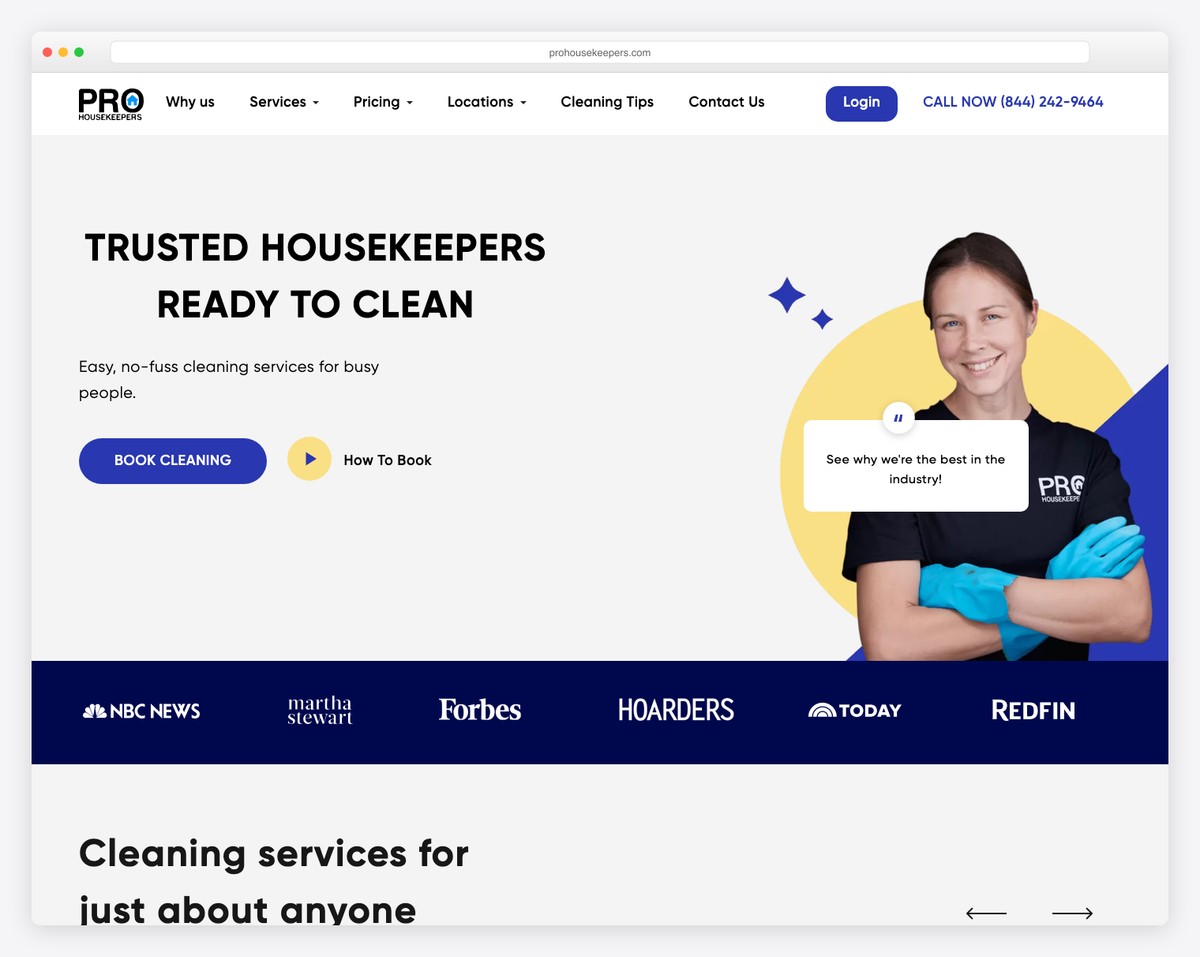 pro housekeepers website example