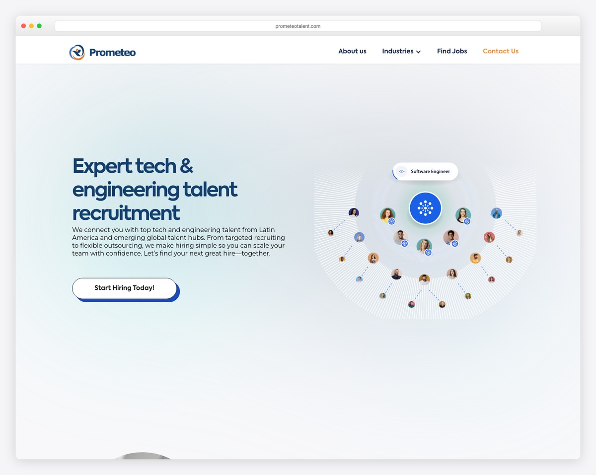 prometeo talent website example