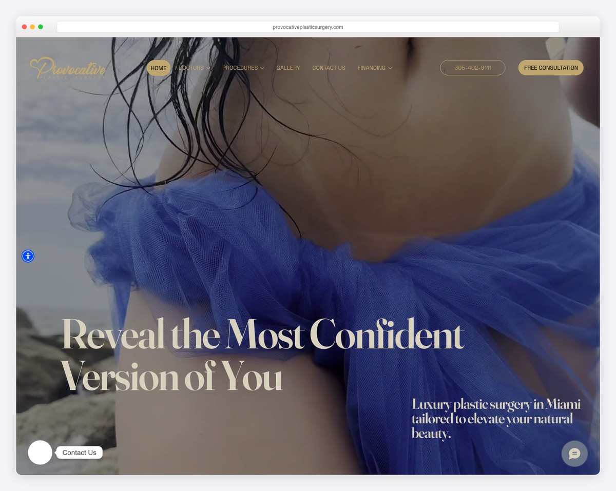 provocative plastic surgery website example