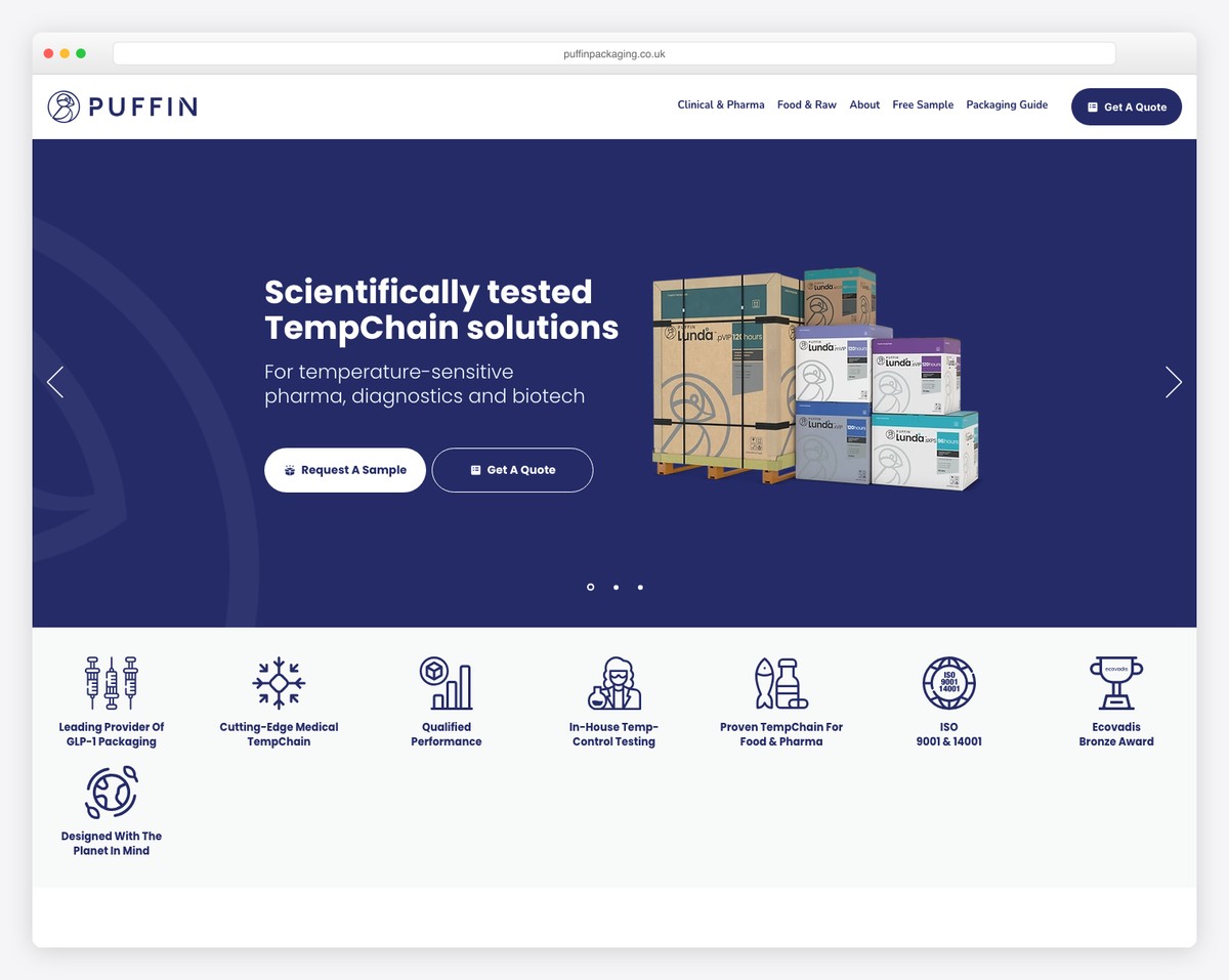 puffin packaging small business website