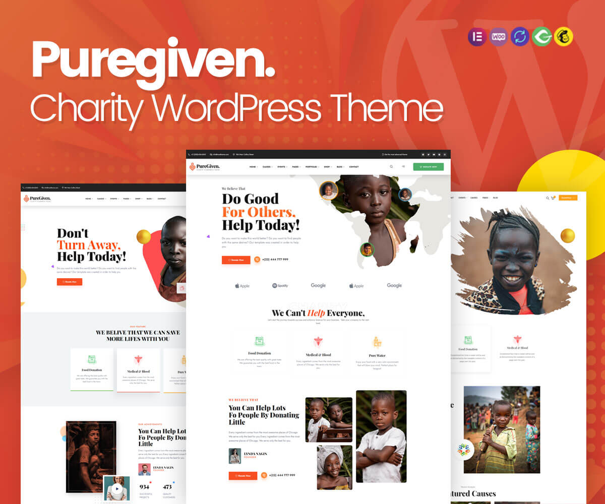 puregiven charity WordPress theme