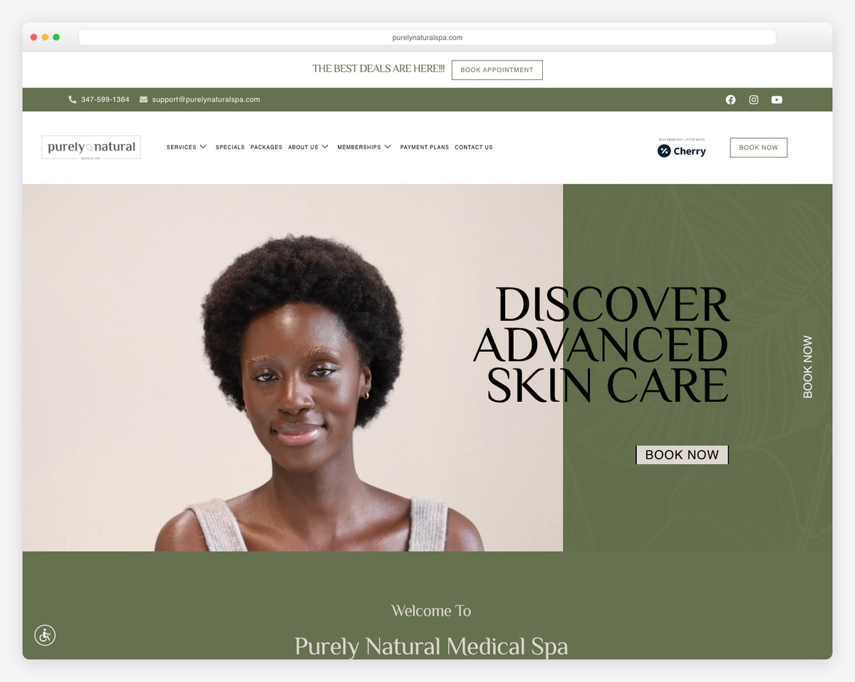 purely natural medical spa website