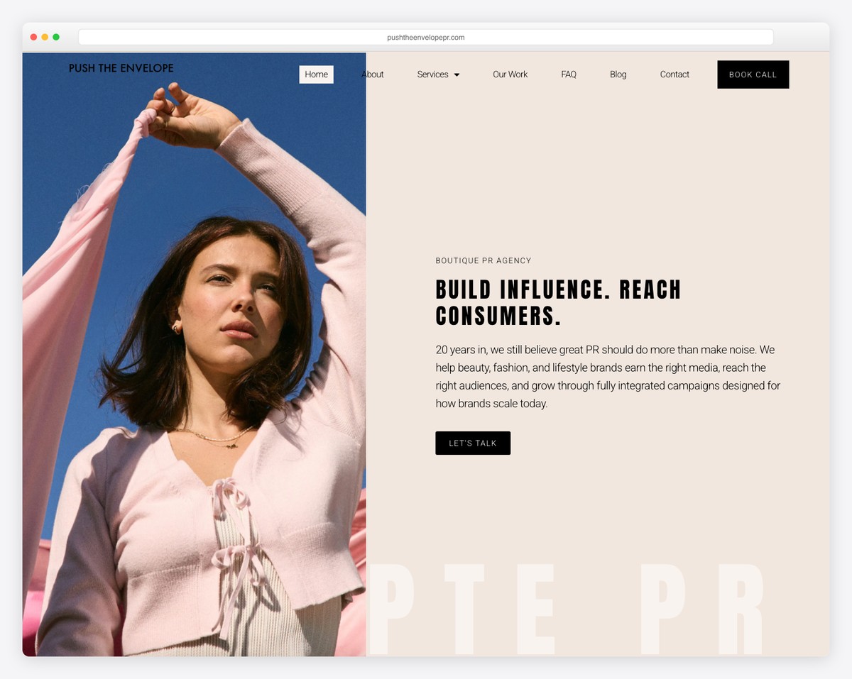 push the envelope pr website example