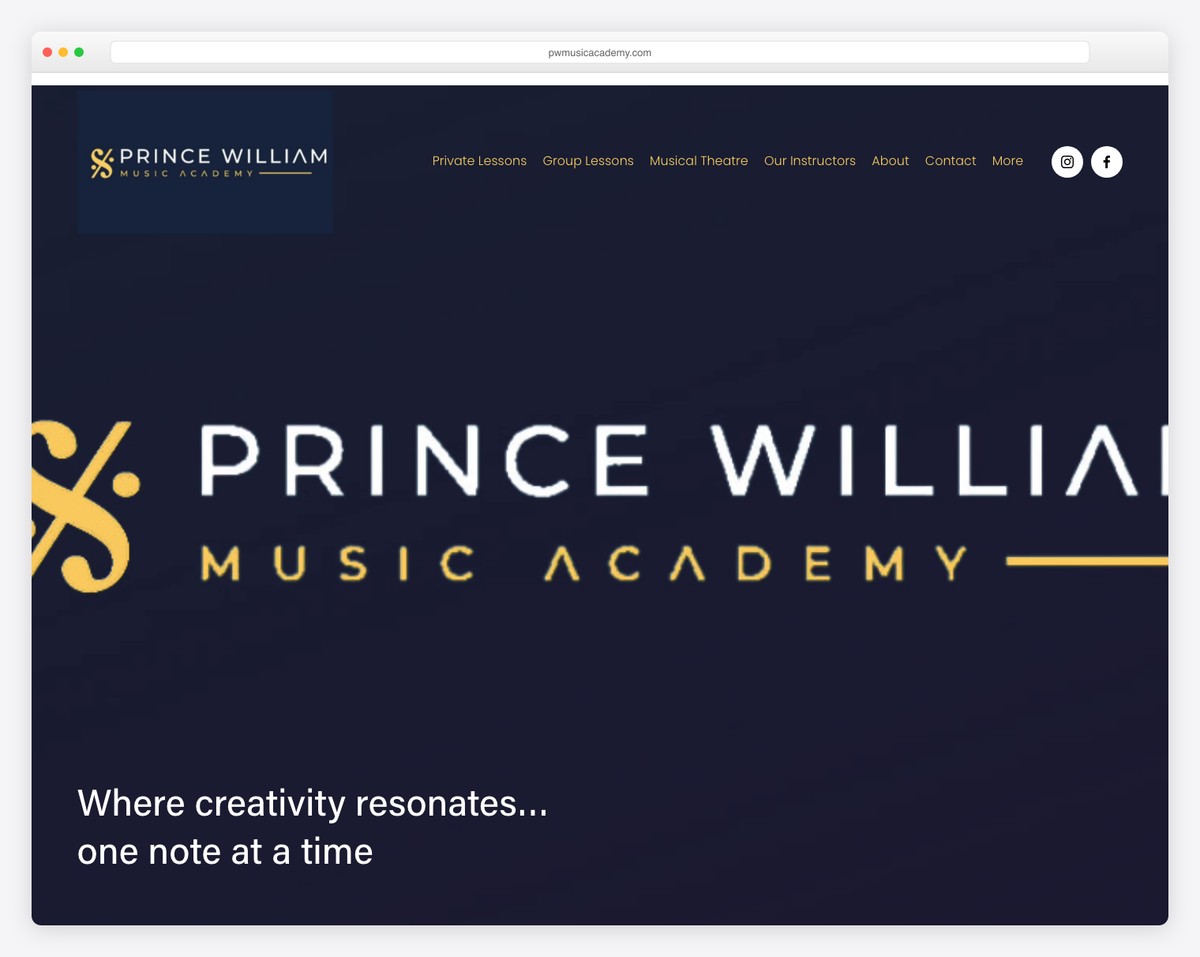 prince william music academy website example