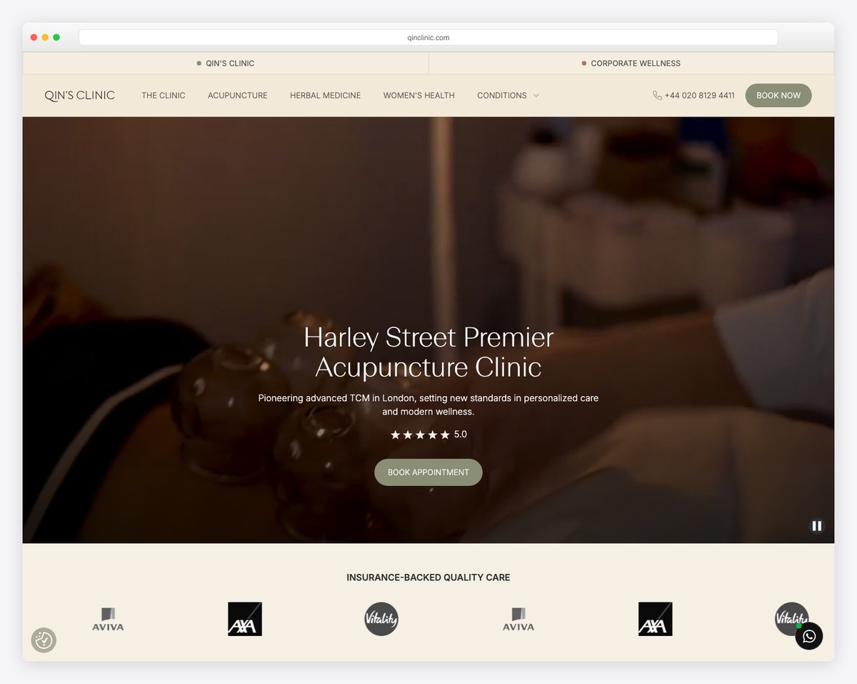 qin's clinic website example