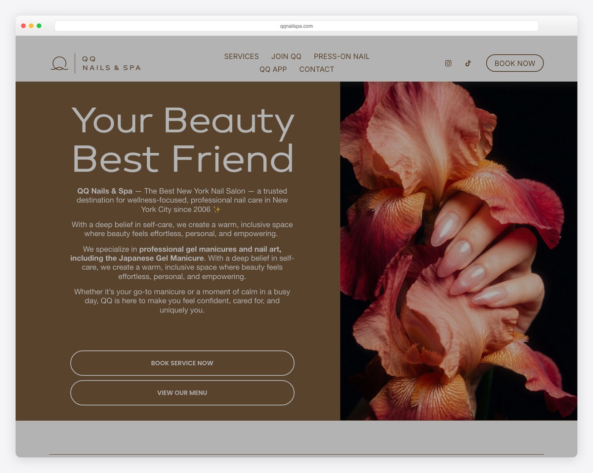 qq nails & spa website example