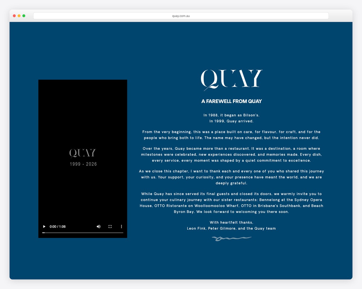 Quay - popular restaurant in Australia