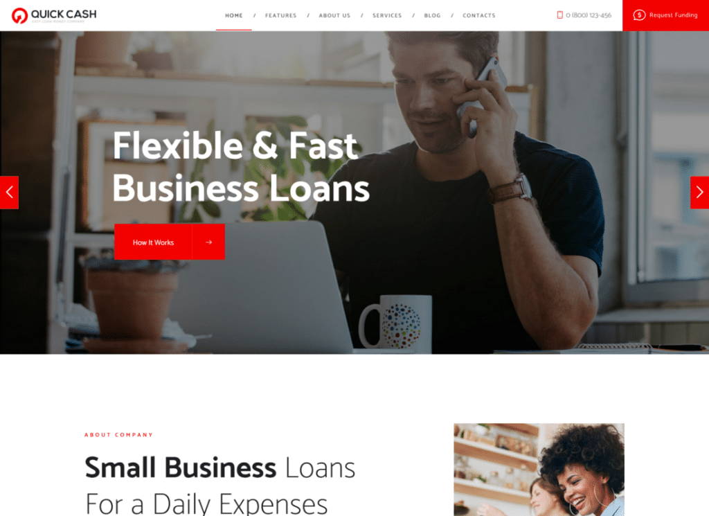 Quick Cash - Loan Company & Finance Advisor WordPress Theme