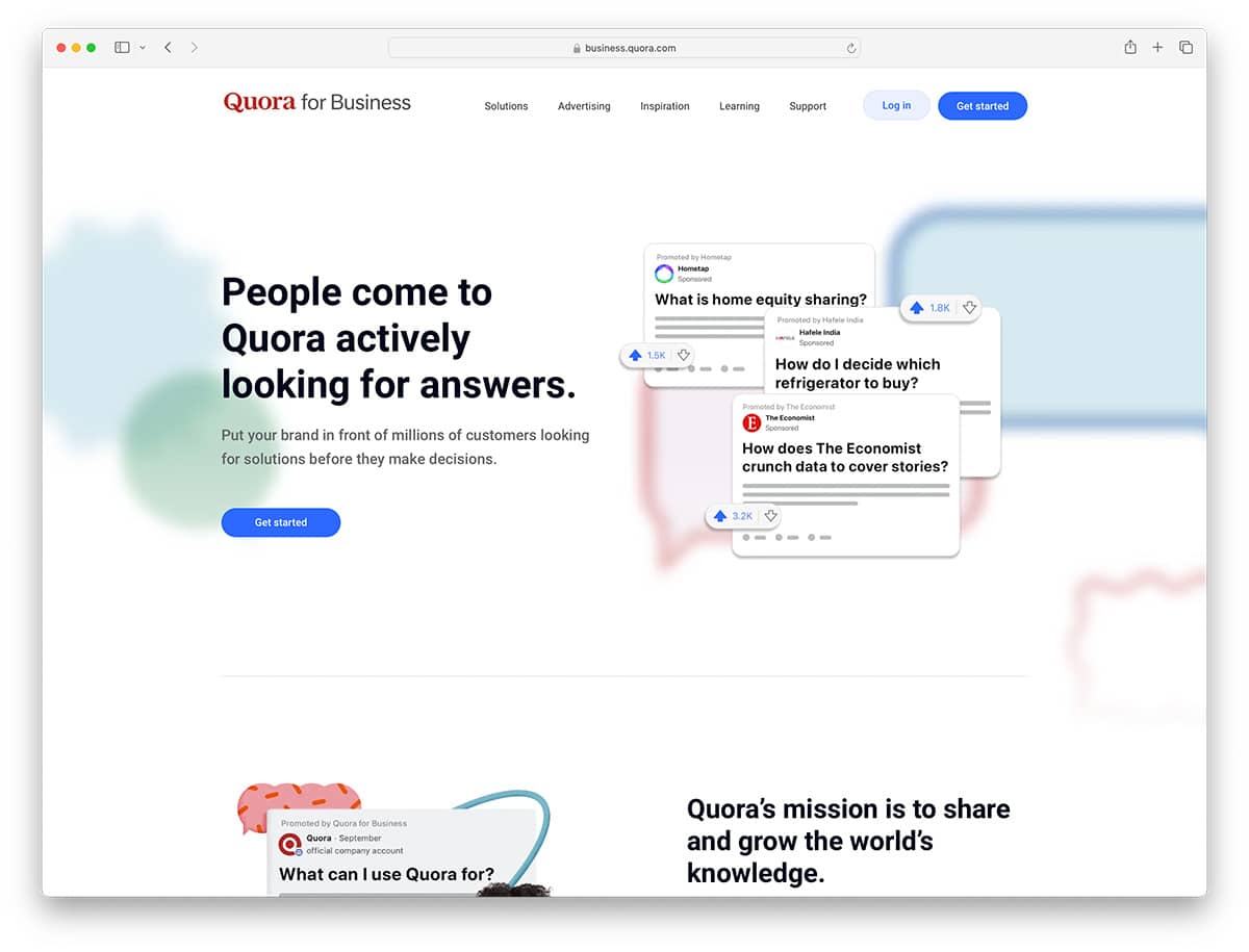 Quora landing page and blog made with Divi WordPress theme