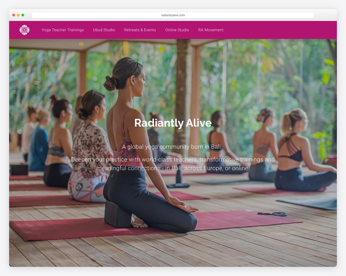 radiantly alive bali yoga website