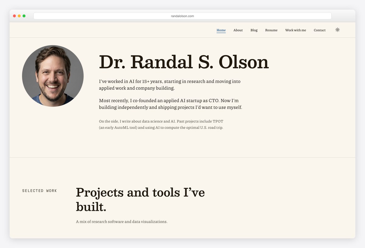 Randal S. Olson data science portfolio website