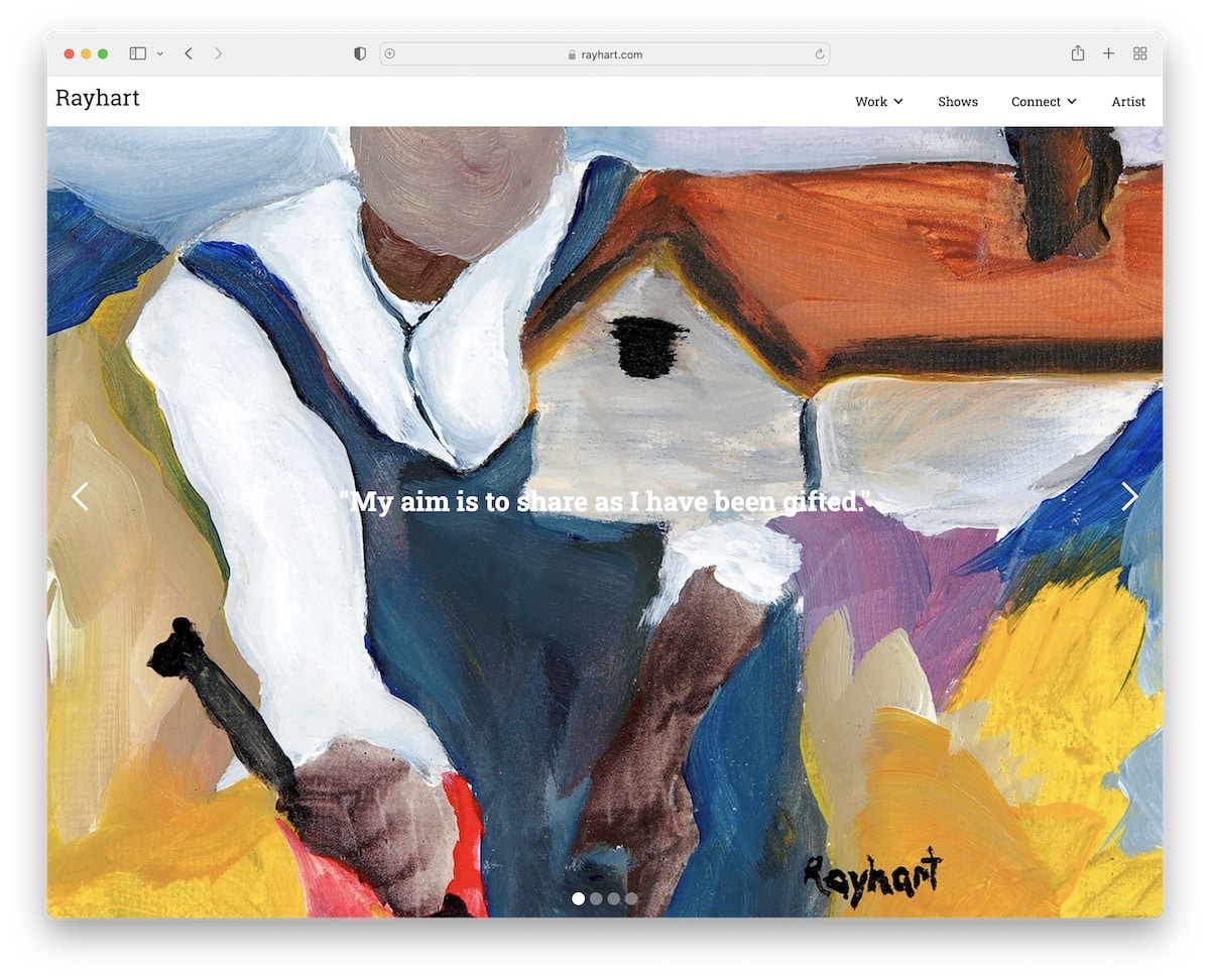 ray hart artist portfolio website