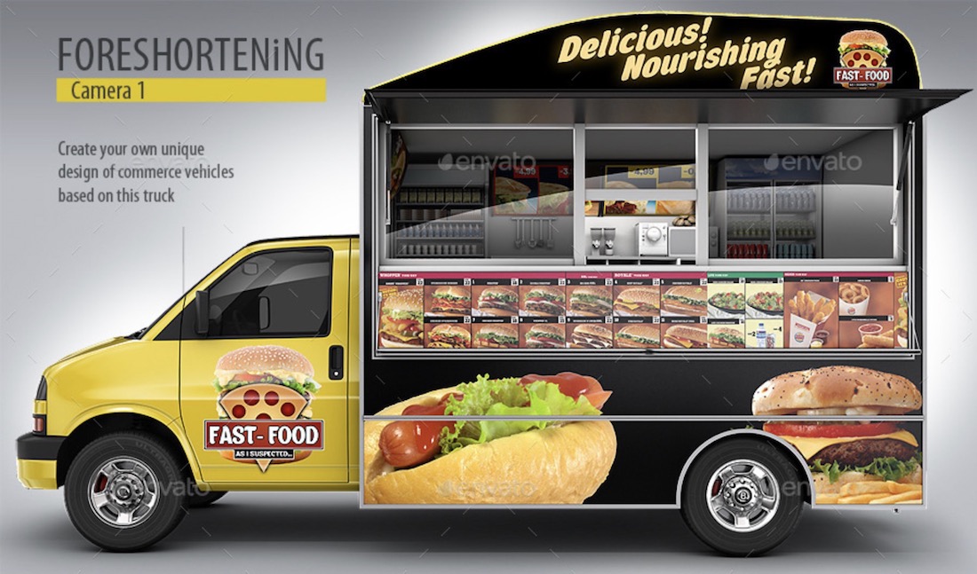 realistic food truck mockup