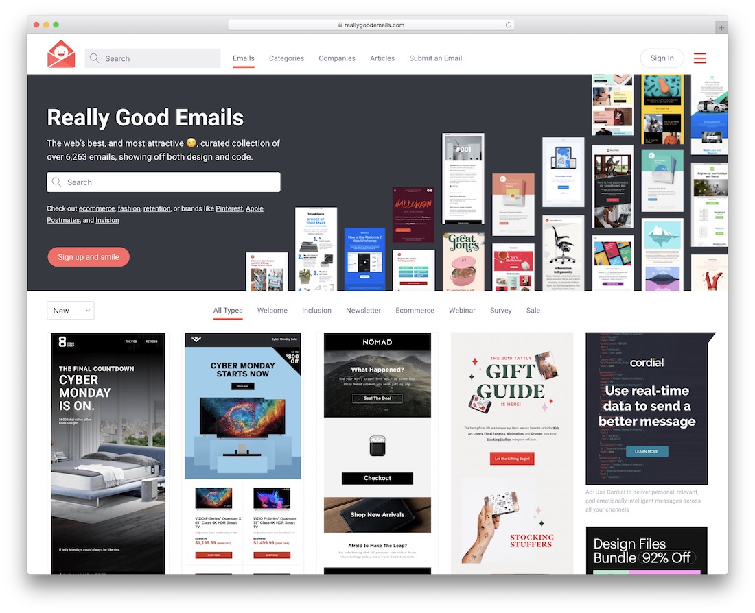 reallygoodemails the best email inspiration and design