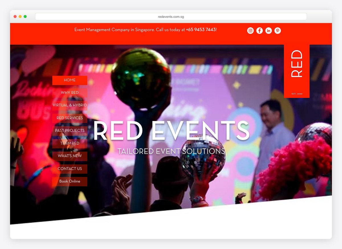 Red Events event website homepage