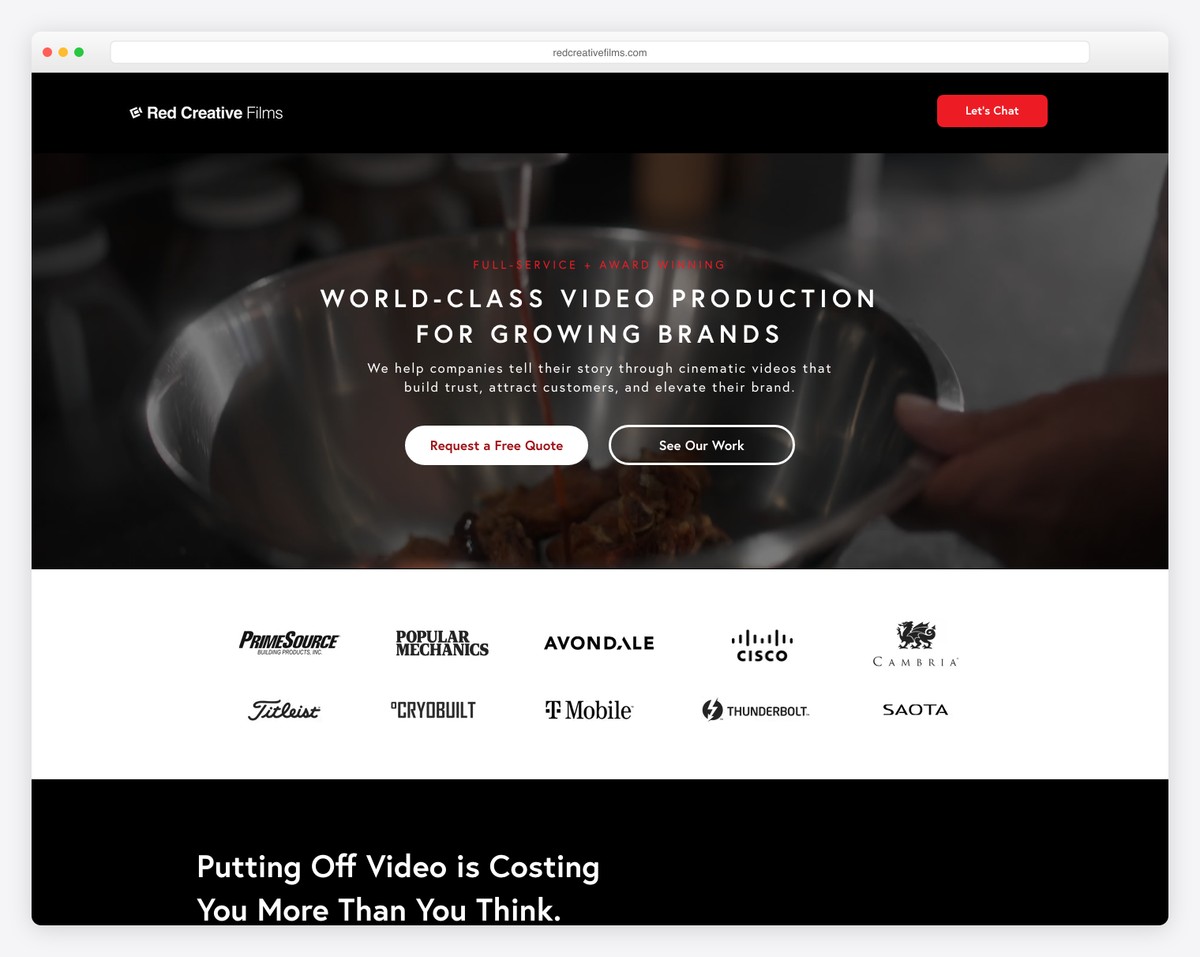 red creative films website example