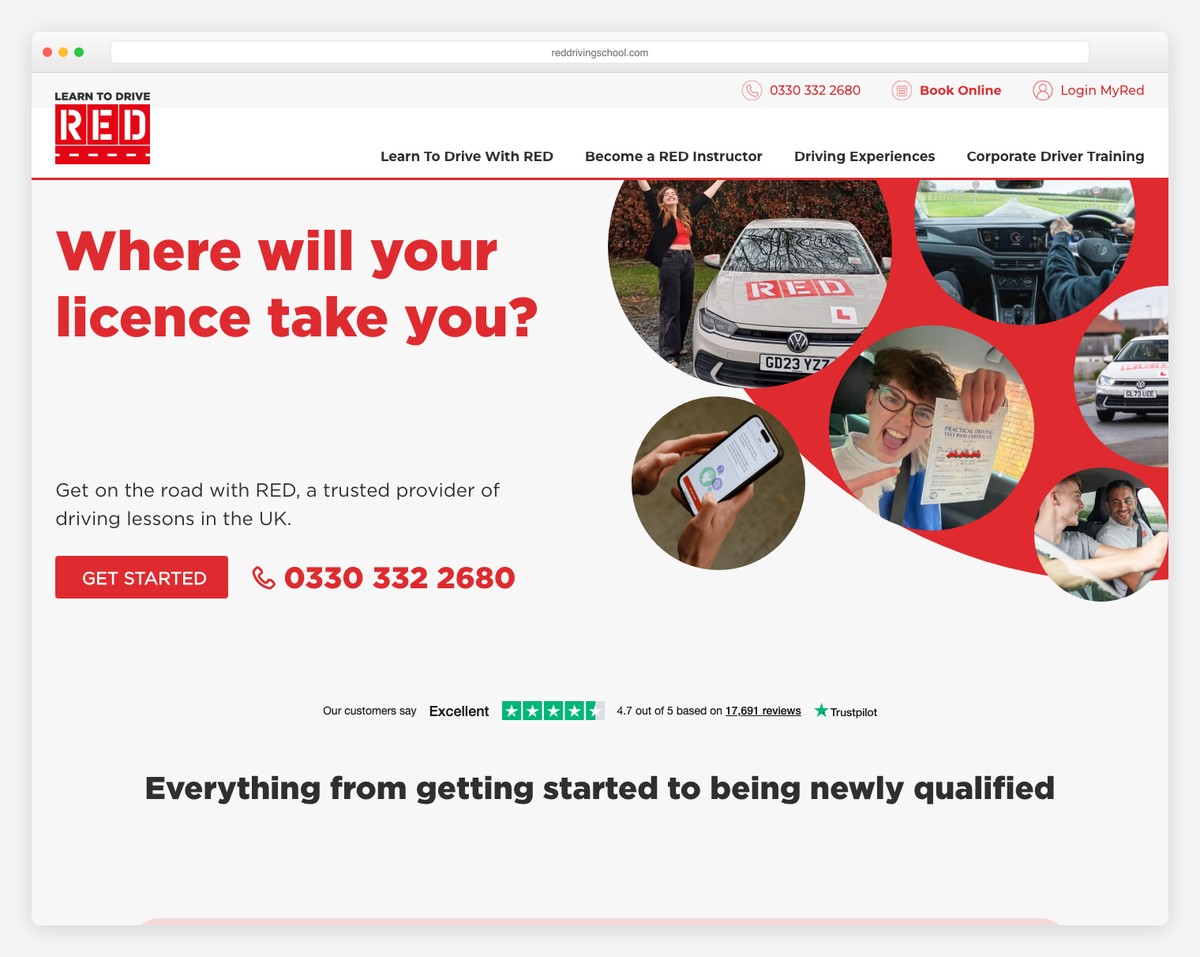 red driving school website example