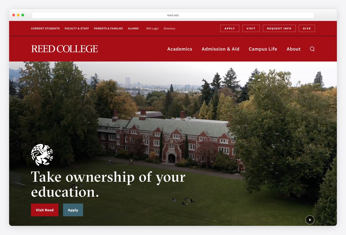 Reed College homepage design