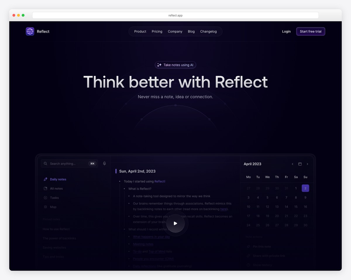 reflect website example