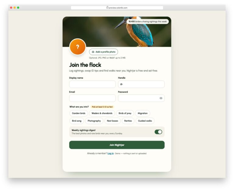 Registration Page V08 form template screenshot
