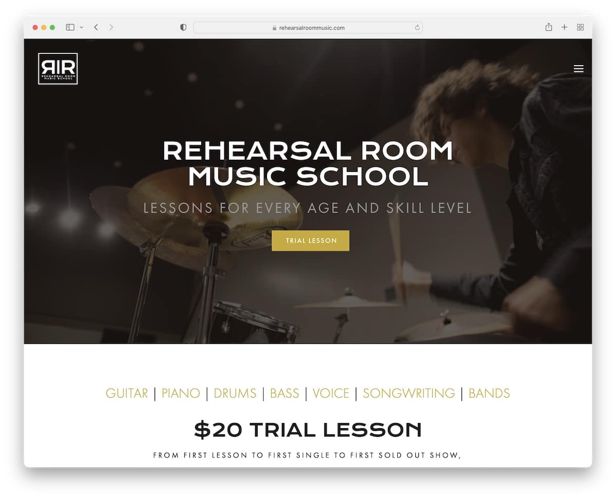 rehearsal room music teacher website