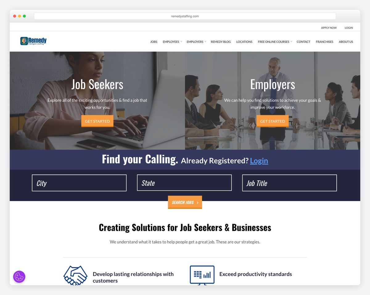 remedy staffing website example
