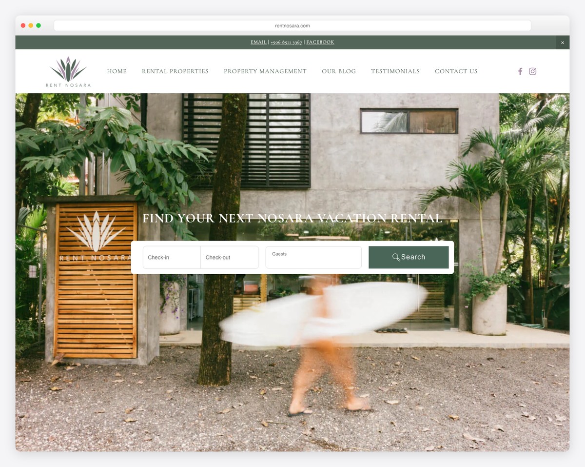 rent nosara website example
