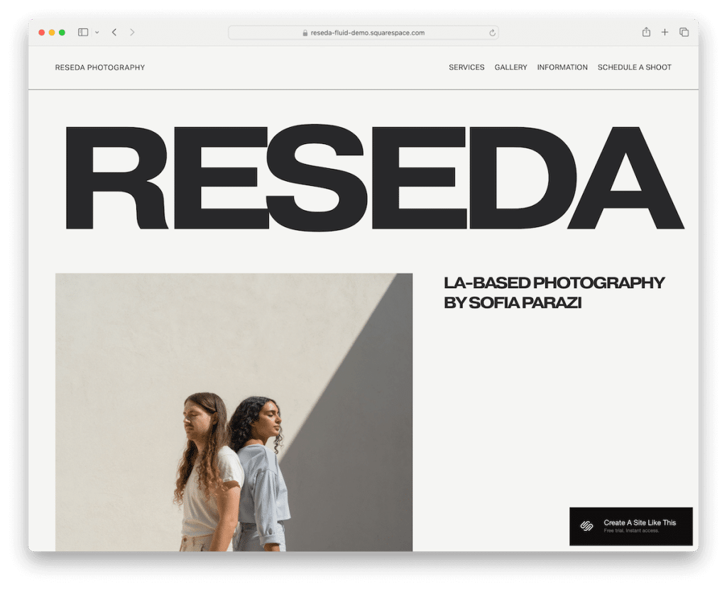 reseda squarespace minimalist template