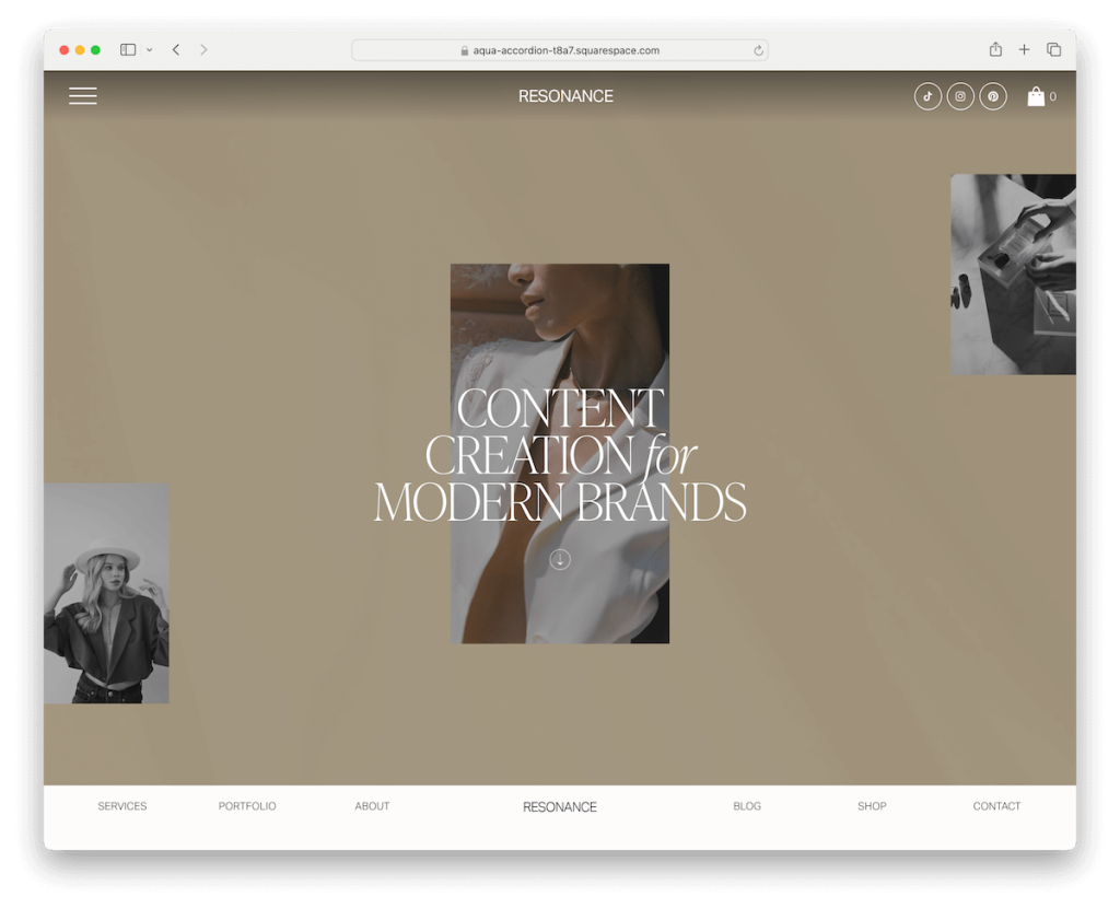 resonance squarespace influencer template