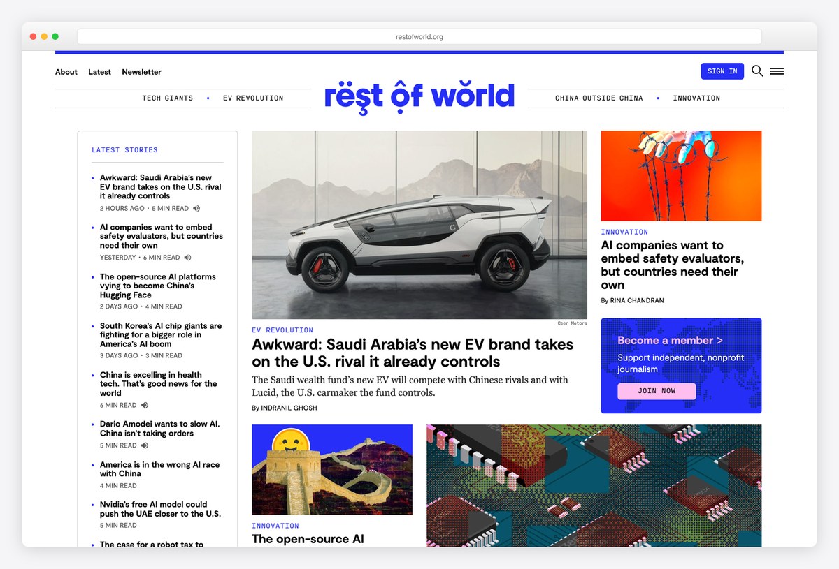 Rest of World homepage design