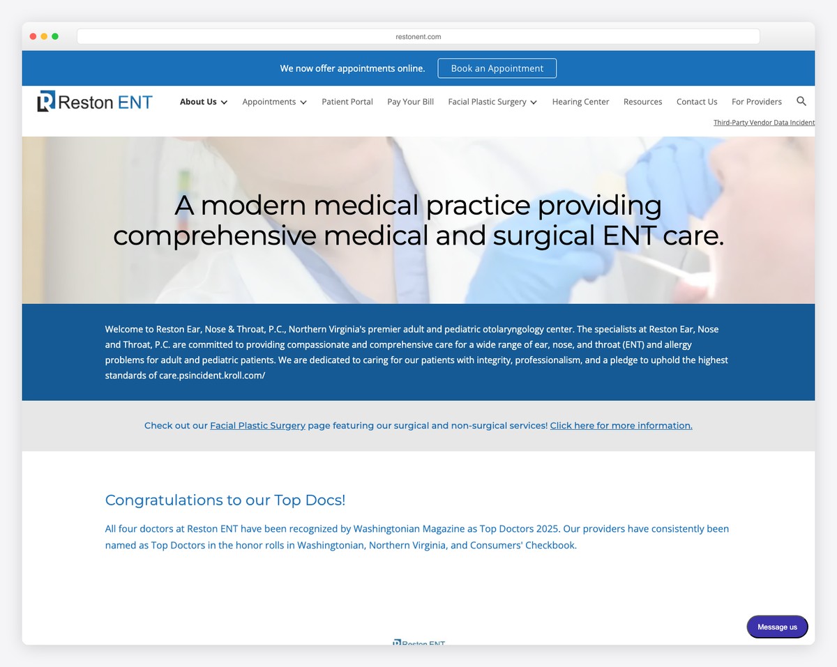 reston ent medical practice google site example