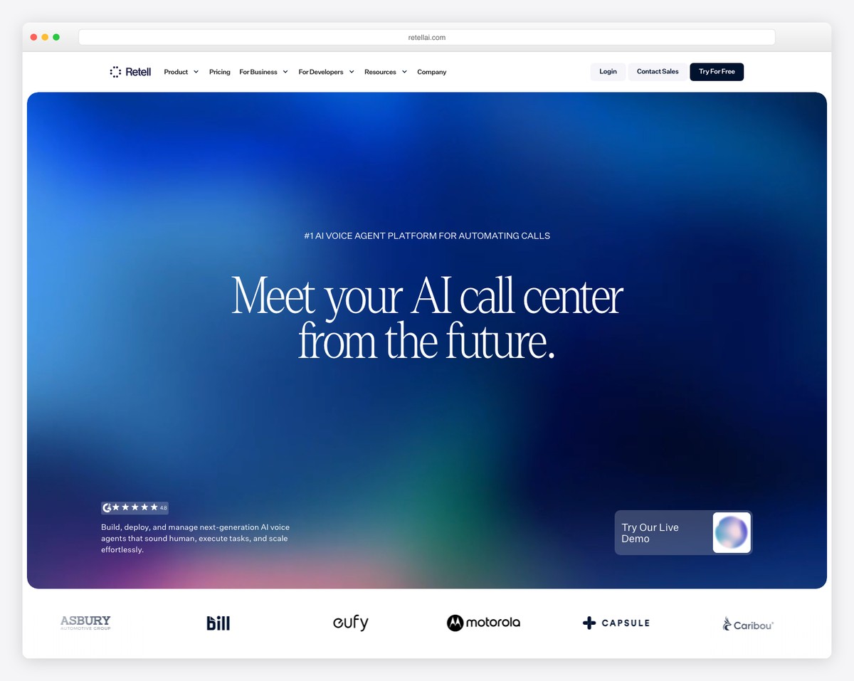 retell ai website example