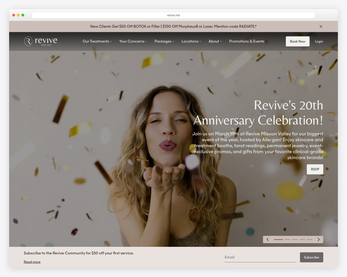 revive med spa website