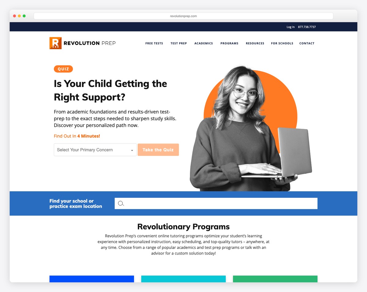 revolution prep tutoring website