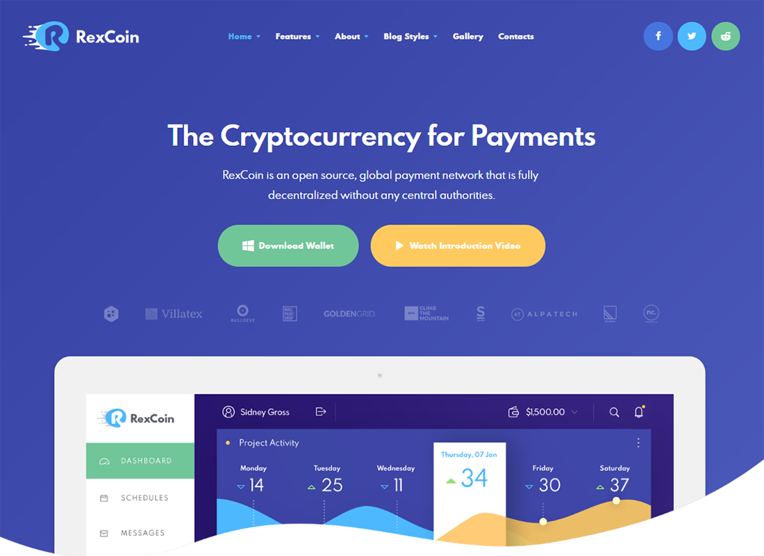 RexCoin - A Multi-Purpose Cryptocurrency & Coin ICO WordPress Theme