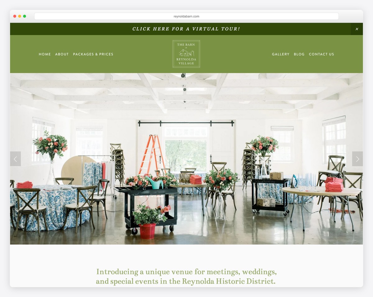 the barn at reynolda village website example